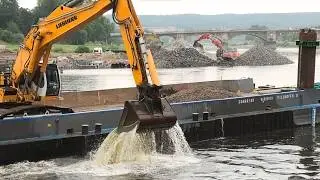 Update Aktuell! Bagger - Arbeiten zu Lande & zu Wasser! Carolabr&uuml;cke Dresden 30.7.25