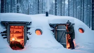 Building a Warm Shelter & Greenhouse in Extreme Snow | Winter Survival Construction