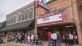 Moviegoers Line The Street In Carnegie As 106-Year-Old Movie Theater Reopens After Shutting Down Due