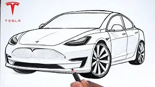 Tesla Model S Pencil Drawing | Car Art Tutorial for Beginners | Tesla Car Drawing 🔥