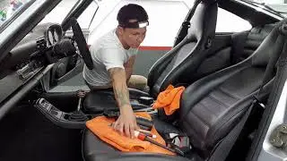 Interiér porsche 964 ammonyc leather,  shag, and mouse .UNCUT .