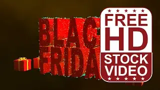 Free Stock Videos &ndash; Black Friday 3D red text with presents on black background with particles 3D