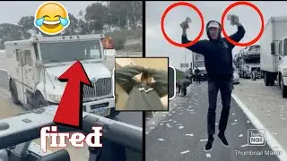 wow! Drivers Scramble To Pick Up Cash Scattered Across San Diego Freeway! Reaction