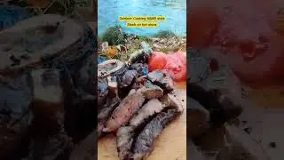 outdoor cooking steak on hot stone 🥩🤤😍 | #youtubeshort #adventure #meatlovers
