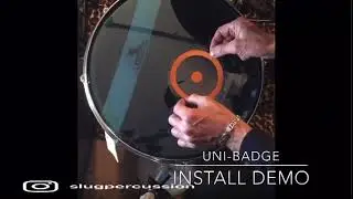 UNI-BADGE&trade; Batter Badge&trade; installation on a floor tom drum head