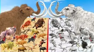 Animal Epic Battle | Prehistoric Mammals vs Albino (White) Predator