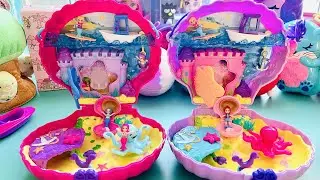 Old vs. New Polly Pocket Style & Sparkle Mermaid Pack| Seashell & Sandcastle Compacts #pollypocket