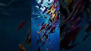 A school of fish is swirling in a whirlpool.