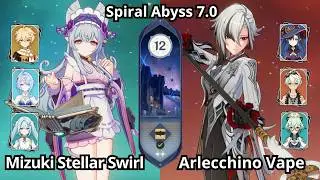NEW !! C1 Mizuki Stellar Swirl & C0 Arlecchino Vape - Spiral Abyss Floor 12 Genshin Impact 7.0