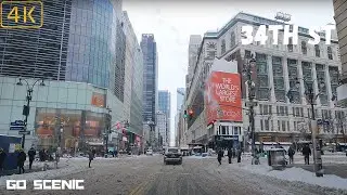 34th St Manhattan, NY Snow Drive | NYC 4K | GO SCENIC