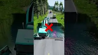 Mixer trucks vs massive water pit #8 #beamngdrive #oddlysatisfying #satisfying