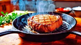 🔥 Juicy Meat Slice Frying with Steam | Satisfying Food ASMR 🔪🍖