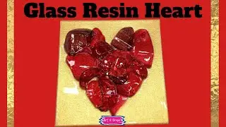 Hand-Cut Glass Heart on Gold Canvas | Resin Art That Shines