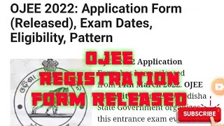 OJEE 2022 : Application form released, EXAM Date, Eligibility criteria,Pattern
