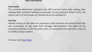 The Characteristic of Acid Corrosive Cabinet