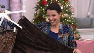 Susan Graver Printed Stretch Velvet Pull-On Skirt on QVC