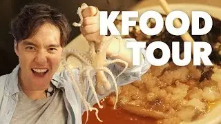 Eating Live Octopus & Netflix Korean Noodle Lady  [Korean Street Food Tour]
