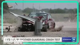 Electric vehicle breaks through 'robust' guardrail system in test