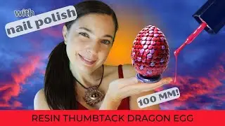 😧 MASSIVE Thumbtack Dragon Egg - Nail Polish, Resin, Mica, Glitter! Egg Stand Crafts!