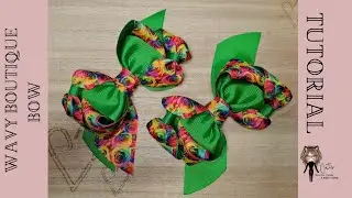 How to make a Wavy Bowed Boutique Bow, Easy to learn Wavy Bowed Boutique Ribbon Hair Bow Tutorial