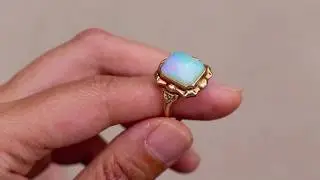 1900s Late Victorian 14k Gold Opal Ring, Chased & Repousse Work