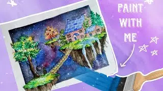 floating island painting/ Watercolour tutorial for beginners/ Step by step