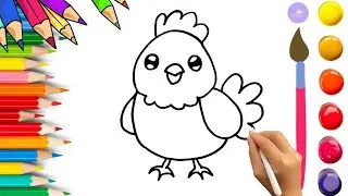 How To Draw cute Baby Chicken Drawing, Painting & Coloring For Kids and Toddlers_🌈🎨