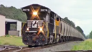 NS 51E LHF NS ET44AC/UP ET44AC with Horn Salutes as Pull an Empty Grain Train back to Selma NC