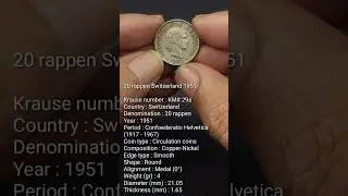 20&nbsp;rappen Switzerland 1951 #switzerland #swiss #coin #coins