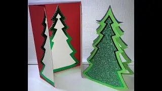 Studio Light Essentials A fold and gate fold  Xmas tree cards 2 styles  Made from 1 die set