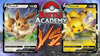 POKEMON TCG BATTLE ACADEMY PIKACHU DECK VS EEVEE DECK