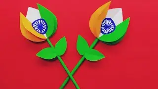 Diy Tri color flower on Republic Day | Republic Day craft 🇮🇳 #kids #republicday #diy #art #shortfeed