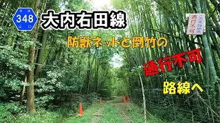【山口県道348号】 大内右田線　市境付近通行不能区間あり