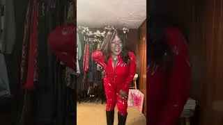 Red shiny catsuit(vinyl, latex,pvc ?)#catsuit