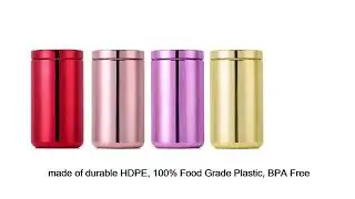 Chrome Plated Colorful Supplement Jar Nuitrition Wide Mouth HDPE Plastic Container