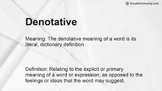 Denotative Meaning