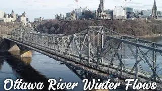 Ottawa River at its Fullest - Chaudi&egrave;re Falls - Rideau Falls -- Drone
