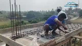 Slab concrete work using concrete mixer machine 
