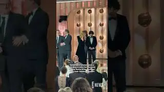 Timoth&eacute;e Chalamet cheers for &ldquo;One Battle After Another&rdquo; team. #AwardsSeason #GoldenGlobes