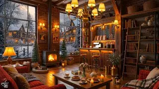 Study & Unwind with Soft Instrumental Jazz ☕ Cozy Winter Cafe Shop ~ Gentle Winter Jazz & Snowfall