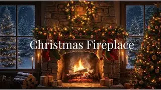 Cozy Christmas Fireplace Ambience 🔥 Soft Falling Snow | Cozyol Ambience Sounds