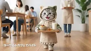 いらっしゃいませ!!ヨーグルトカフェでバイト…ねこの一日に密着🐱🥛🍯