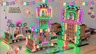 Navratri Durga Mahakaali Mini DJ Truck Stage At Home | Ganpati Visarjan DJ Light Cardboard DJ Truck