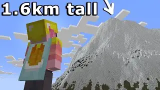 climbing a realistic-height mountain in VR minecraft