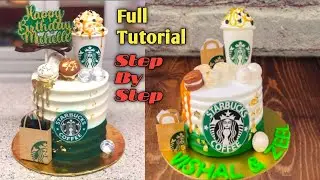 Starbucks Birthday Cake Decorating | Starbucks Theme Cake | 3D Starbucks Cake Fondant