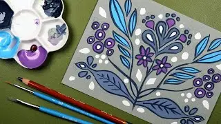 SCANDINAVIAN Folk Art | HOLBEIN Gouache | STRATHMORE Toned Paper | PRINCETON Brushes