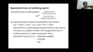 Equivalent mass of Salts, Oxidising and reducing agents