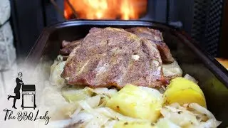 Bavarian Spare Ribs on Cabbage in Masonry Stove / BBQ Recipe / The BBQ Lady
