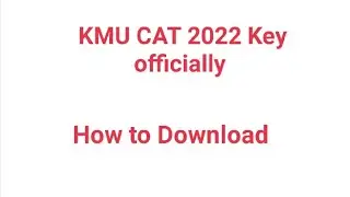 KMU CAT 2022 official Key