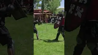 Second round with Duke Konrad, Crappy trade off a leg for a helm shot. #SCA #KingsRoad #Combat
